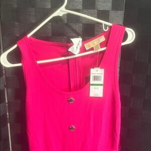 MICHAEL Michael Kors Bright Pink Sleeveless Button-Front Tank